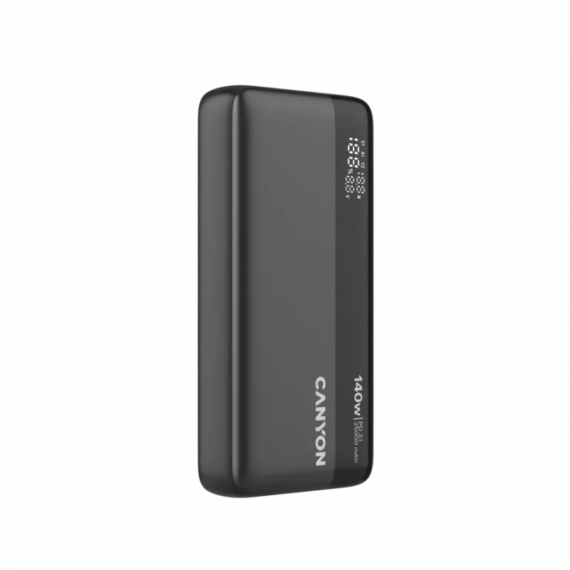 CANYON Power Bank PB-240, 25000mAh PD140W, išmanusis ekranas, tamsiai pilka