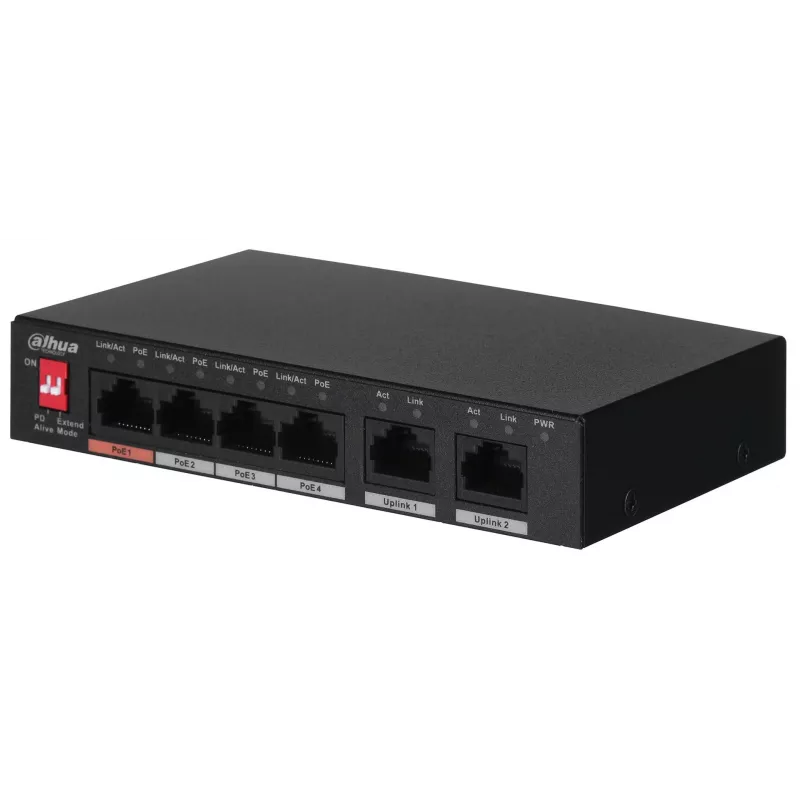 Dahua Technology PFS3006-4ET-60 Nevaldomas L2 Fast Ethernet (10/100) Power over Ethernet (PoE) Juodas
