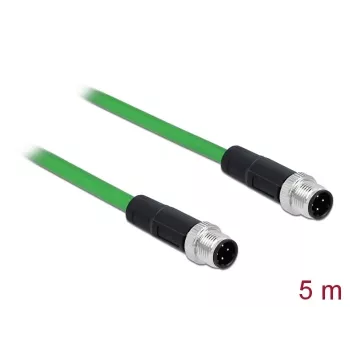 DeLOCK tinklo kabelis M12 (4 kontaktų) (M) – M12 (4 kontaktų) (M) 5,0 m SF/FTP halogenų neturintis žalias (85920)
