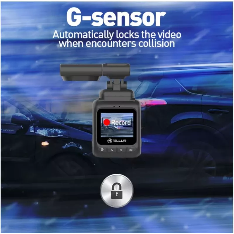 Vaizdo registratorius Tellur Dash Patrol DC2 FullHD 1080P GPS juodas