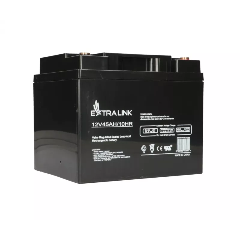 UPS baterija Extralink Accumulator AGM 12V 45Ah – sandari švino rūgšties (VRLA), 1 vnt., juoda