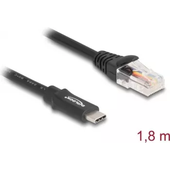 Adapteris DeLOCK USB 2.0 Type-C (vyriškas) į Serial RS-232 RJ45 (vyriškas) 1,8 m juodas