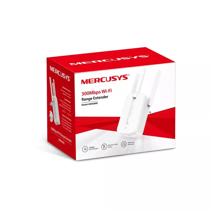 Mercusys WiFi N kartotuvas 300Mbps belaidžio tinklo stiprintuvas MW300RE (N300, 2 išorinės antenos)