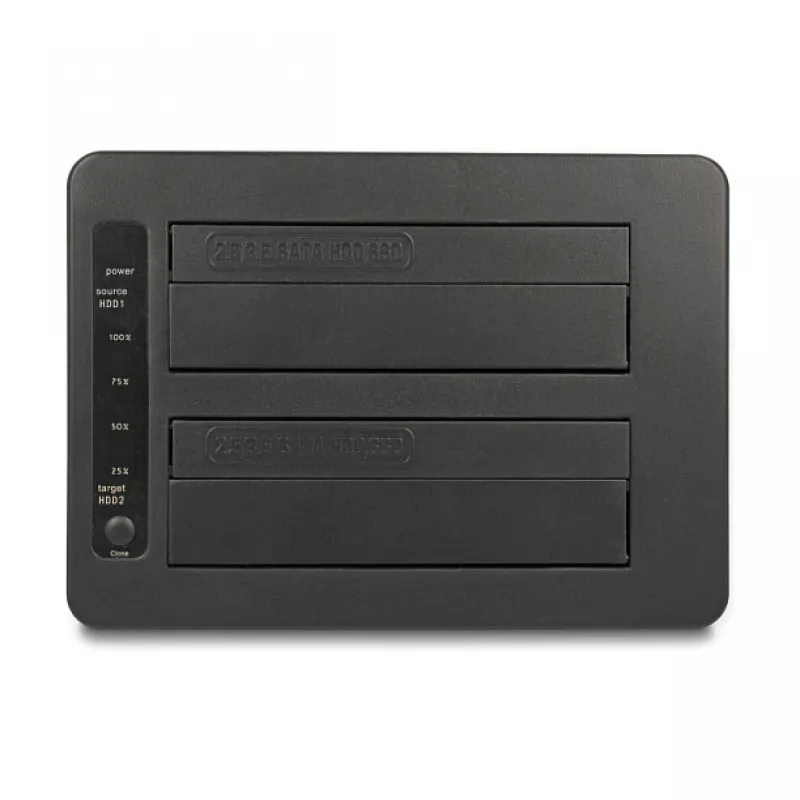 DeLOCK USB dviejų SATA HDD/SSD diskų stotelė su klonavimo funkcija ir kortelių skaitytuvu
