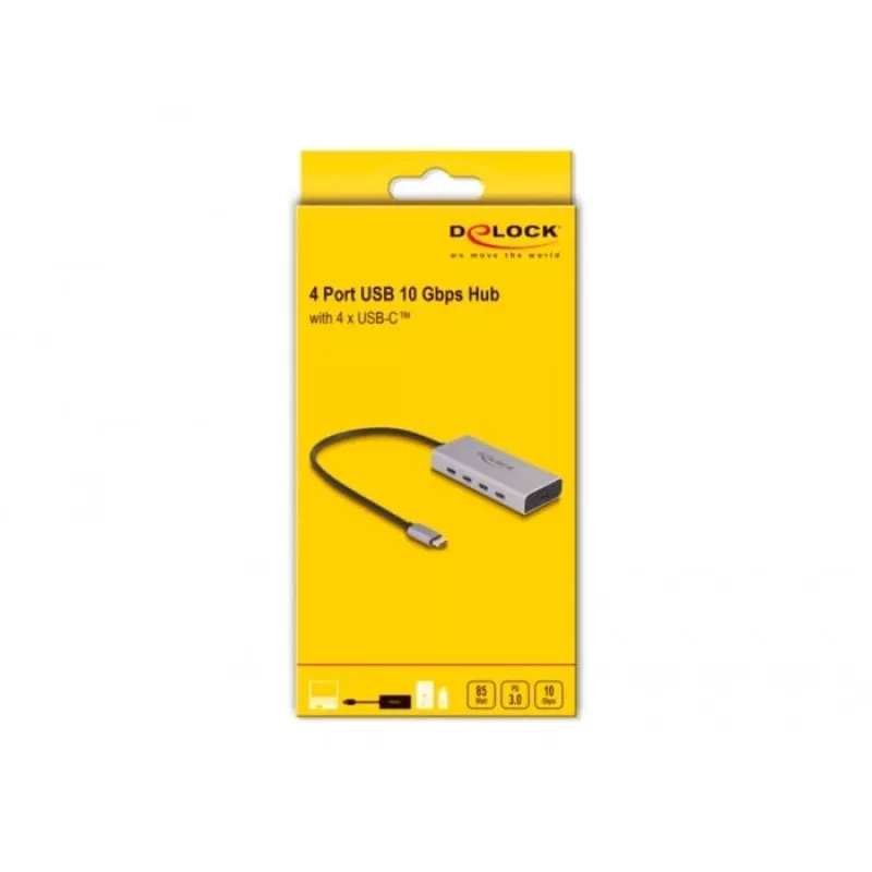 DeLOCK USB 3.2 Gen 2 šakotuvas USB-C 4 prievadai PD 85W 30cm