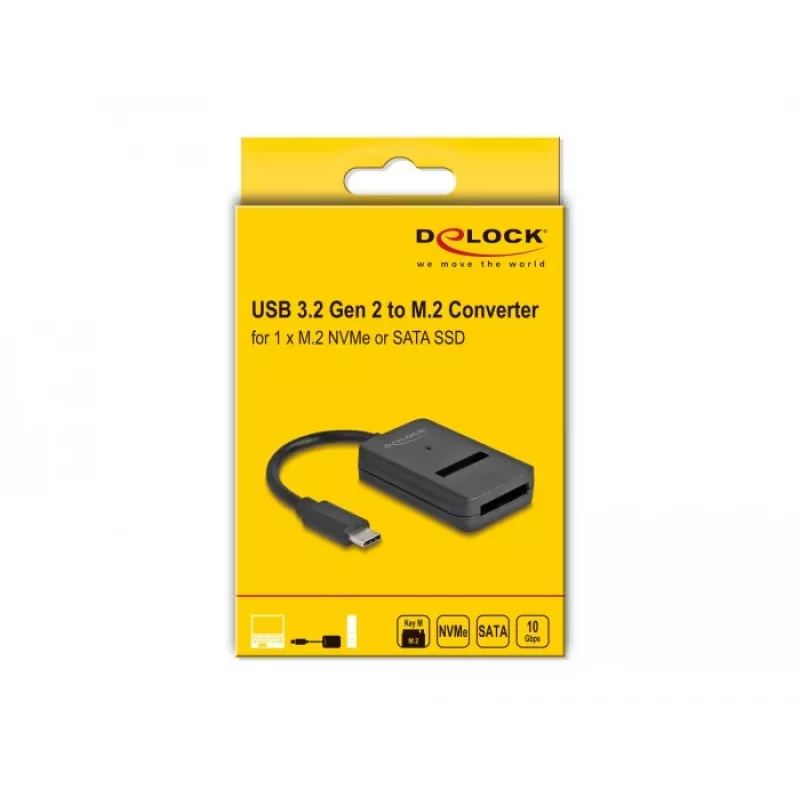 DeLOCK Combo Converter M.2 NVMe PCIe SATA SSD į USB Type-C 10 Gbps
