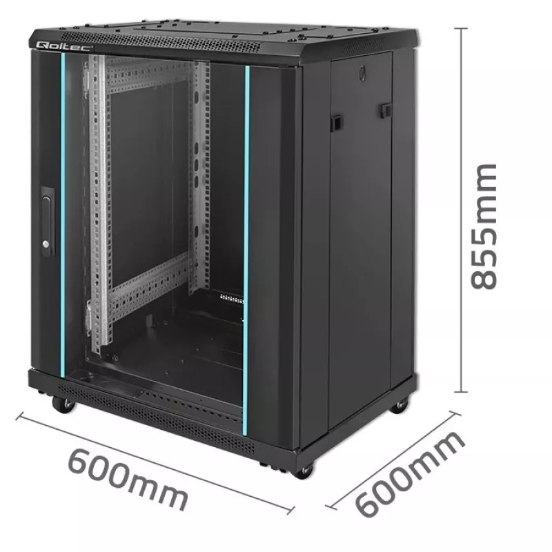 Tinklo spintos stovas QOLTEC 54518 19 colių 15U – plieninis 19 colių įrangos korpusas