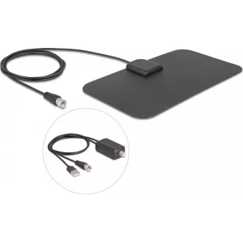 Antena DELOCK 12085 aktyvi omnidirekcinė DAB+ DVB‑T2 stiprinimas 5–25 dB