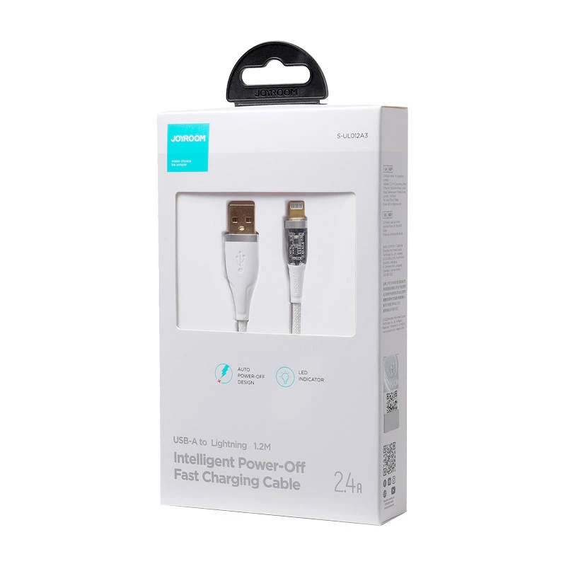 USB-A – Lightning laidas Joyroom S-UL012A3 2.4A 1,2 m Baltas