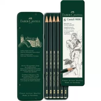Pieštukas grafitinis Faber-Castell 9000 Green Wood 6 vnt.