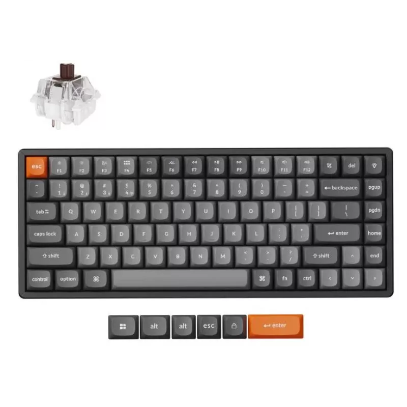 Keychron K2 Max klaviatūra belaidė RF QWERTY angl. juoda pilka 75% mechaninė