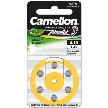 Cinko-oro mygtukinės baterijos CAMELION A10 / DA10 / ZL10 — 6 vnt.