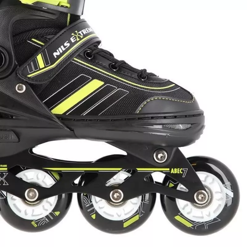 Nils Extreme NH18191 2IN1 riedučiai BLACK/LIME dydis M (34-38) su keičiamomis ledo ritulio pačiūžomis