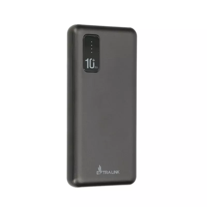 Power bank Extralink EPB-098B 10000 mAh, LiPo, 2× USB-A + 1× USB-C, juoda