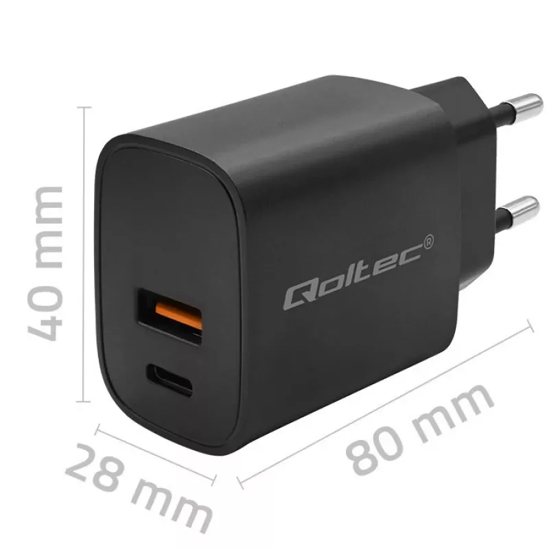 Maitinimo adapteris QOLTEC 52377 GaN 30W išėjimas 5–20V nešiojamiesiems įrenginiams