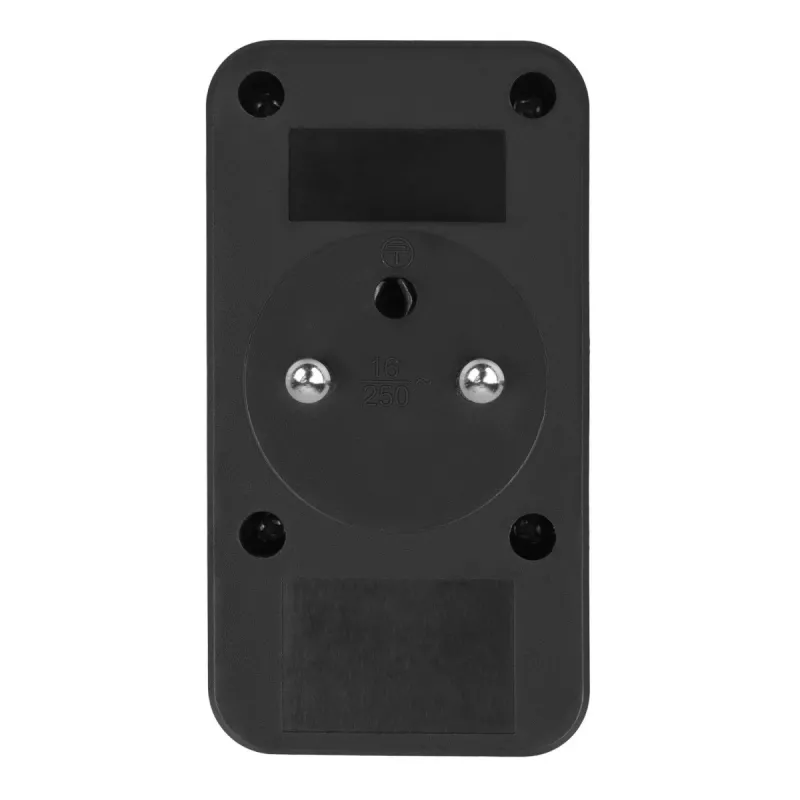 Maitinimo daliklis MACLEAN MCE249 F/B – 2 AC lizdai (16A + 6A) su 2×USB-A ir 2×USB-C PD 20W, EU kištukas, juodas