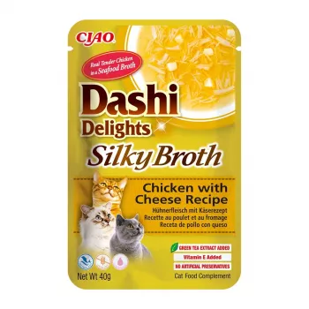 Šlapias skanėstas katėms INABA Dashi Delights Silky Broth Vištiena su Sūriu 40 g vienkartinis paketėlis