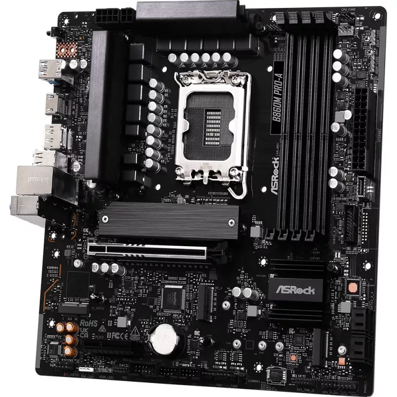 Motininė plokštė ASRock B860M Pro-A micro ATX — Intel B860, LGA 1851, DDR5, 4 DIMM, iki 256 GB, 2,5Gb Ethernet