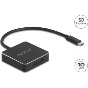 Kortelių skaitytuvas DELOCK 91019 USB 3.1 (Gen 2) Type-C – SD / SDHC / SDXC, 10 Gbit/s, juodas