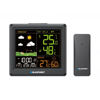 Oro stotelė BLAUPUNKT WS25BK – vidaus / lauko temperatūros ir drėgmės monitorius, juoda, 1 jutiklis, LCD ekranas