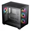 Korpusas DeepCool CG530 4F Midi Tower Juodas — grūdintas stiklas, ATX/ITX/Micro ATX, 3x120mm ventiliatoriai, USB-C