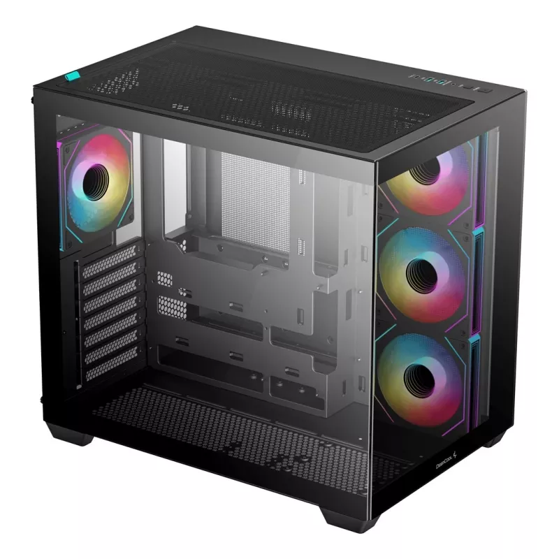 Korpusas DeepCool CG530 4F Midi Tower Juodas — grūdintas stiklas, ATX/ITX/Micro ATX, 3x120mm ventiliatoriai, USB-C