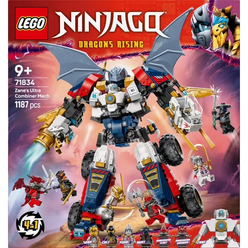LEGO NINJAGO 71834 Zane's Ultra Combiner Mech – milžiniškas kombinuojamas robotas