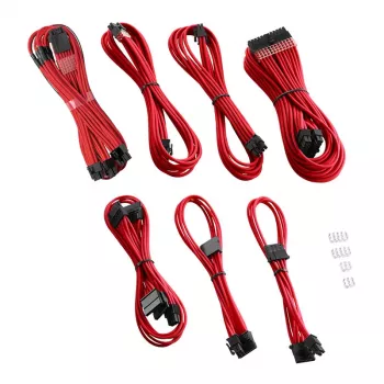 CableMod Cable Kit C-Series PRO ModMesh RM Black Label CM-PCSR-16P3KIT-NKR-R – apvalkoti PSU ir GPU kabeliai, ModMesh, raudoni