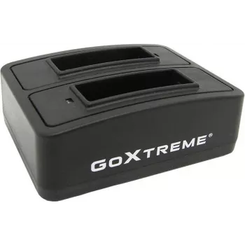 Įkrovimo stotelė GoXtreme Dual Vision 4K – dviejų lizdų įkroviklis veiksmo kamerų baterijoms, modelis 01492