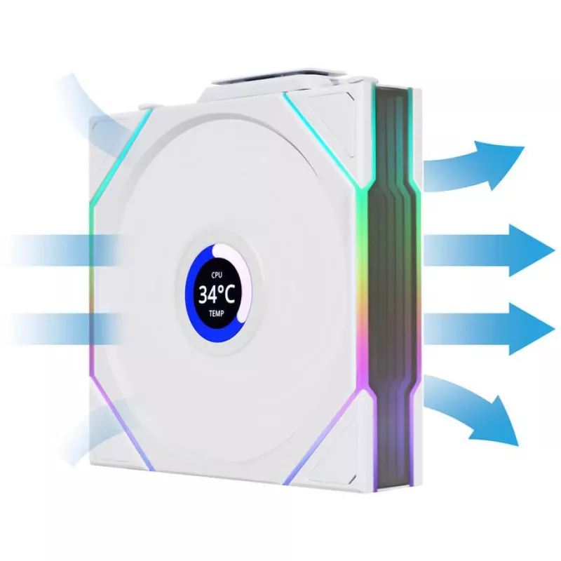 Aušinimo ventiliatorius Lian Li UNI FAN TL Wireless LCD ARGB PWM 120mm su belaidžiu valdikliu ir LCD ekranu