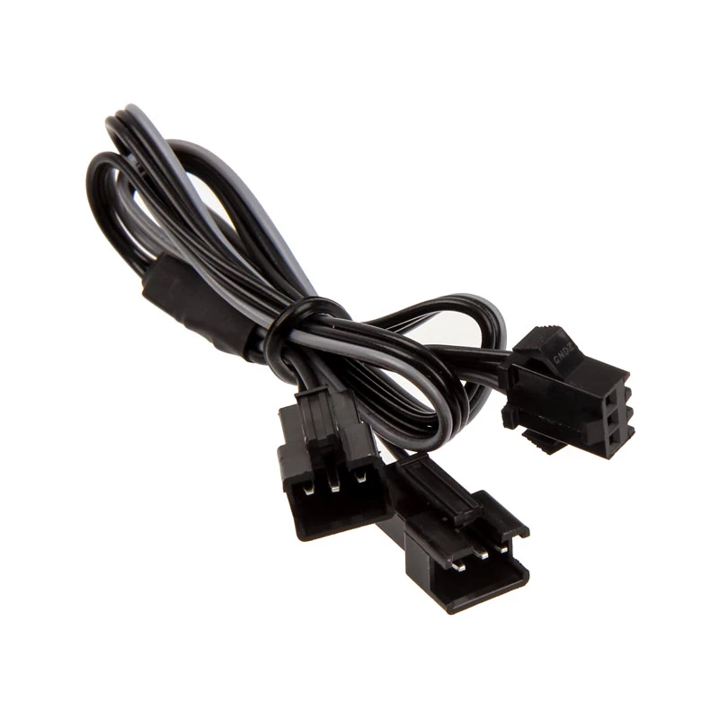 Vidinis maitinimo laidas PHANTEKS PH-CB-DRGB3P — 3 kontaktų į 2× Molex (3 kontaktų), juodas/pilkas