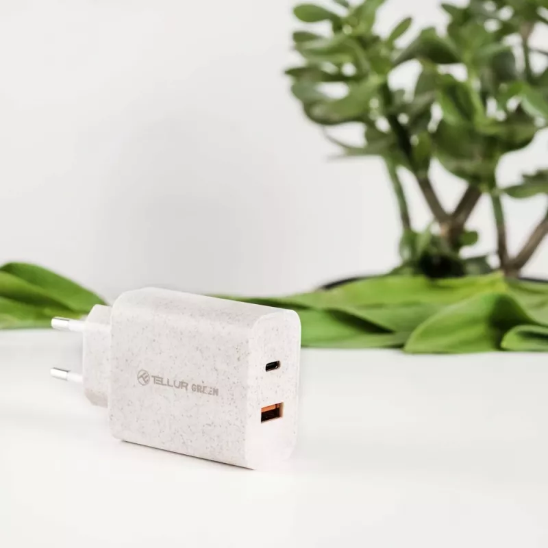 Įkroviklis Tellur TLL151321 Type-C PD20W USB QC3.0, 20W PD ir QC3.0 greitasis įkrovimas
