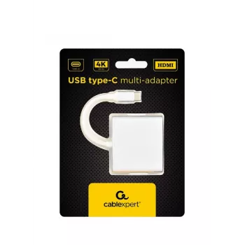 USB grafikos adapteris GEMBIRD A-CM-HDMIF-02-SV, HDMI išvestis, iki 3840×2160, sidabrinis, 58.5×51×11.6 mm