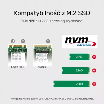 SSD dėklas Unitek S1206A 2× M.2 NVMe PCIe Gen3 x4, USB 3.2 Gen 2 (10 Gbit/s), aliuminis, USB-C, su maitinimo šaltiniu