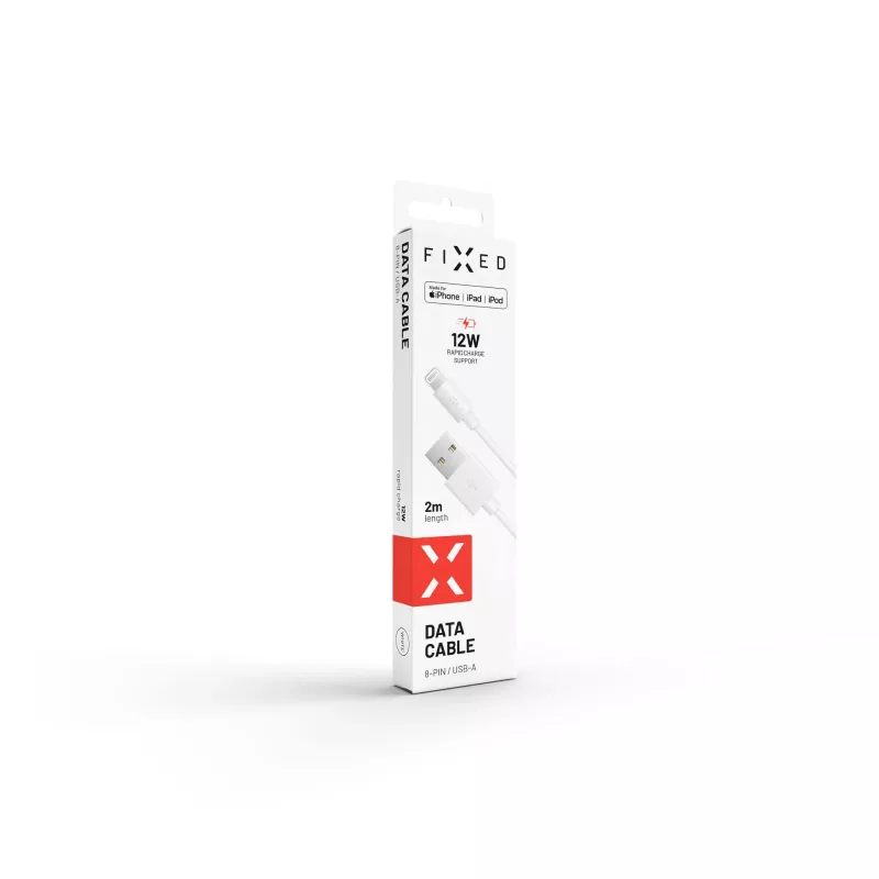 USB – Lightning duomenų ir įkrovimo laidas FIXED FIXD-UL2M-WH, 2,0 m, baltas