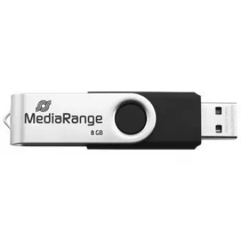 MEDIARANGE MR931-2 16 GB USB atmintukas su USB Type-A / Micro-USB, 2.0, 15 MB/s, sukamuoju žiedu, sidabrinis-juodas