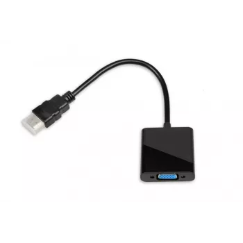Vaizdo kabelio adapteris IBOX HDMI A tipo kištukas į VGA D-Sub lizdą, 1080p, juodas, 105×25×20 mm