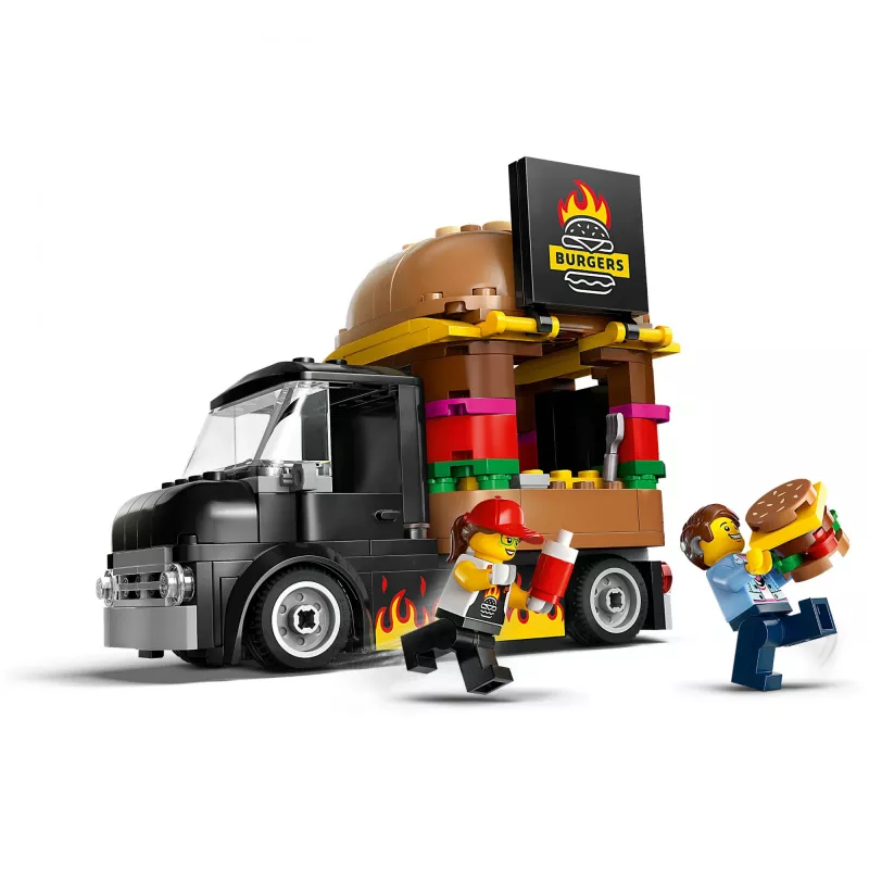 LEGO City Burger Van Maistas Automobilyje Statybos Rinkinys 5+ Metų Vaikams ir Mergaitėms Žaislinis Maisto Sunkvežimis Virtuvės Žaidimų Rinkinys su Pardavėjo Minifigūra ir Aksesuarais