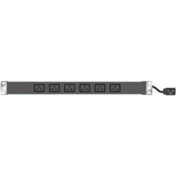 Froehlich & Walter 19 colių maitinimo juosta 6x IEC19 lizdai aliumininiame korpuse 1U, 3x 1,5 mm kabelis 2,5 m, RAL 9005 juoda (808904)