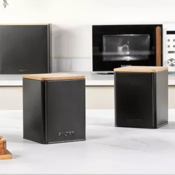 Indelių rinkinys Salter BW12898EU7, 3 vnt., juodas, hermetiški virtuvės indai sausam maistui