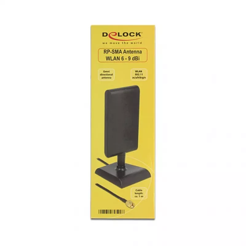 Antena DeLOCK 89590, RP-SMA, 5,8 GHz, 9 dBi, juoda