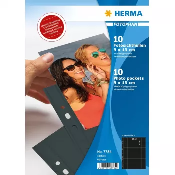 HERMA Fotophan foto kišenės 9x13 cm horizontaliai juodos 10 vnt.