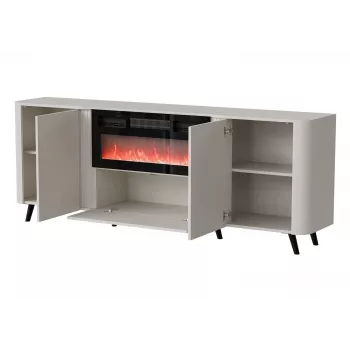 Komoda Cama Meble Volare 200 x 39 x 75 cm, kašmyro spalva, medžio drožlių plokštės korpusas, įmontuotas elektrinis židinys