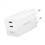 LogiLink PA0367 dvigubas USB-C sieninis įkroviklis 65 W, baltas