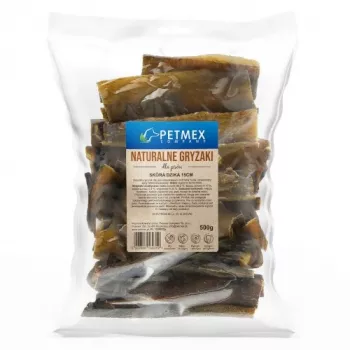 Šunų skanėstai PETMEX Wild boar skin 500 g – natūralūs bekruopščiai kramtomi užkandžiai, elnienos skonio, baltymų 88,2%, riebalų 4,1%