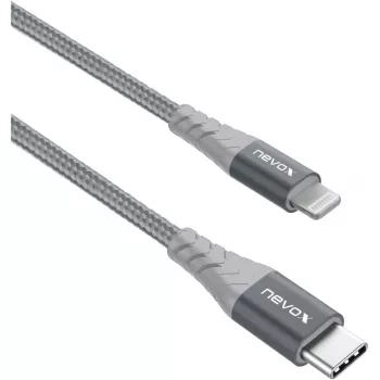 USB 2.0 adapterio laidas, USB-C kištukas > Lightning kištukas (sidabrinė/pilka, 1 m, PD, pintas)