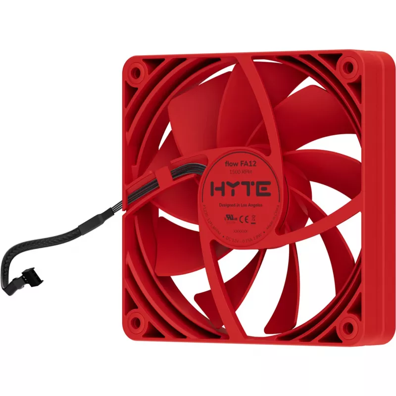 Kompiuterio aušinimo ventiliatorių rinkinys HYTE FA12-RR-4 120 mm, 1500 RPM, 72 m³/h, 1,6 mmH2O, Fluid Dynamic Bearing, raudonas, 4 vnt.