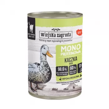 Šlapias kačių ėdalas wiejskazagroda Monoprotein Antis 400 g – vieno baltymo anties paštetas suaugusioms katėms