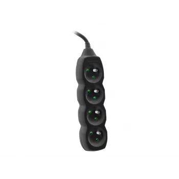 Tracer PowerCord ilgintuvas, 4 lizdai, 3 m, juodas