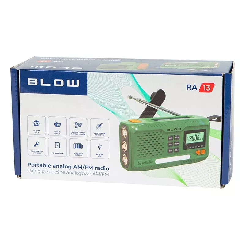 Nešiojamas AM/FM saulės radijas BLOW RA13 77-551#